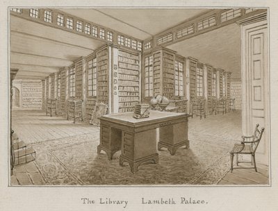 Könyvtár, Lambeth Palace, London (wc papíron) alkotó: English School