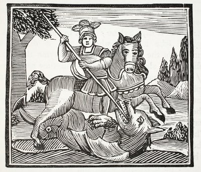 Szent György, Anglia nemes bajnokának élete és halála, illusztráció a 18. századi fejezetből, John Ashton, pub. 1882 alkotó: English School