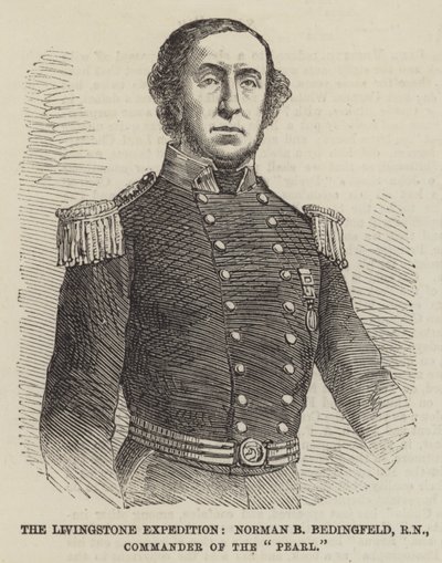 A Livingstone-expedíció, Norman B Bedingfeld, RN, a „Pearl” parancsnoka (metszet) alkotó: English School