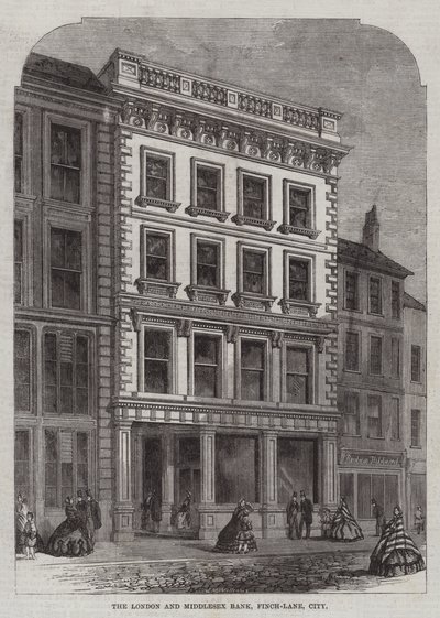 The London and Middlesex Bank, Finch-Lane, City (metszet) alkotó: English School