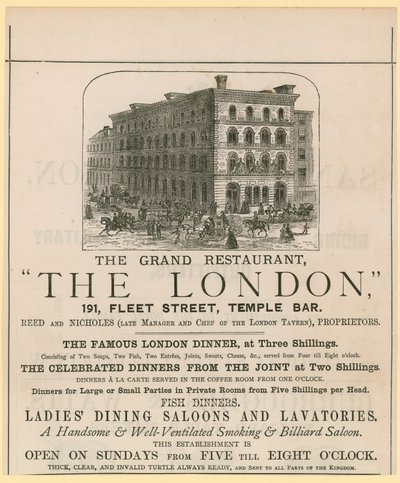 London, étterem, 191 Fleet Street, Temple Bar alkotó: English School