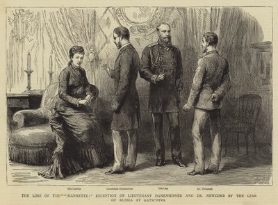 A "Jeannette" elvesztése, Danenhower hadnagy és Dr. Newcomb fogadása Oroszország cárja által Gatschinában alkotó: English School