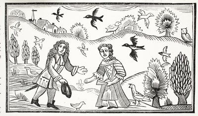 The Lovers Quarrel, illusztráció a Chap-books of the Eightenth Century, John Ashton, pub. 1882 alkotó: English School