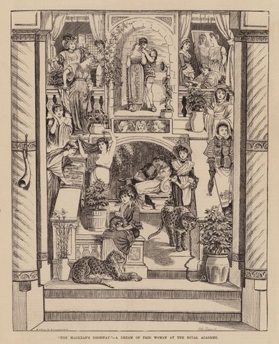 A varázsló ajtaja - egy szép nő álma a Királyi Akadémián (metszet) alkotó: English School