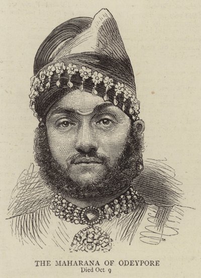 Az odeypore-i maharana (metszet) alkotó: English School