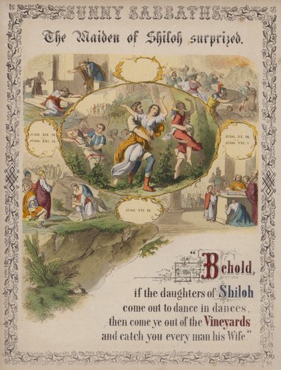 The Maiden of Shiloh meglepett (színes metszet) alkotó: English School