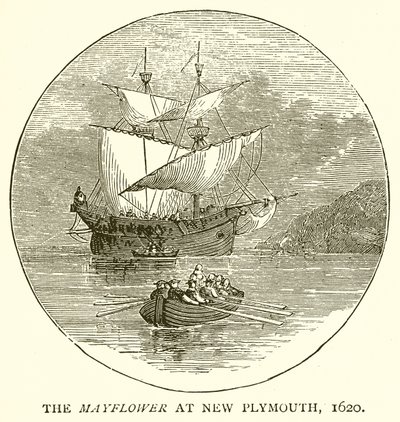 A Mayflower New Plymouthban, 1620 alkotó: English School