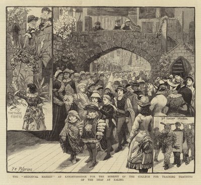 A Knightsbridge-i „középkori piac” az Ealing-i Siketek Tanítóképző Főiskola javára alkotó: English School