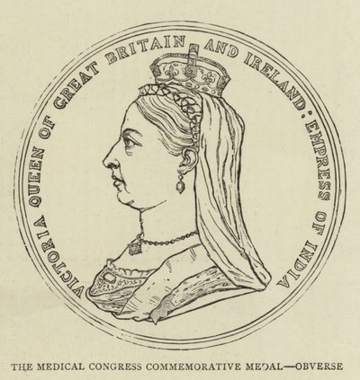 Az Orvosi Kongresszus emlékérem, előlap (metszet) alkotó: English School
