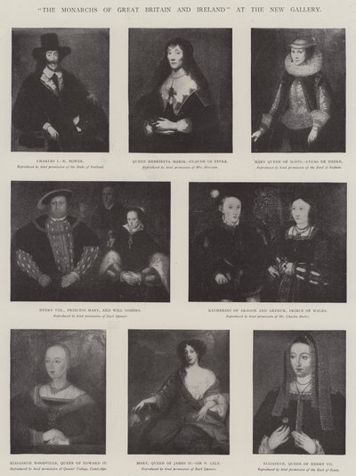 "Nagy-Britannia és Írország uralkodói" a New Gallery-ben (litho) alkotó: English School