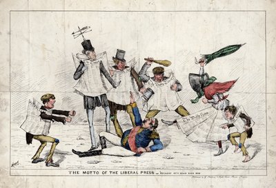 A liberális sajtó mottója, amely azt mutatja, hogy a brit sajtó megtámadta III. Napóleont alkotó: English School