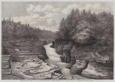 Természetes lépcsők a Montmorency folyón, Quebec közelében (metszet) alkotó: English School