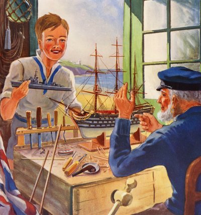 Der Nelson-Touch, alte und junge Schiffsmodellbauer von English School