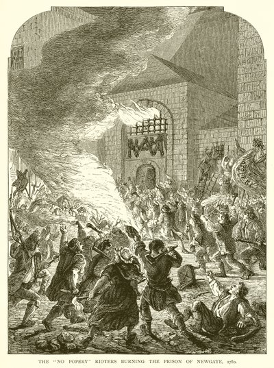 A No Popery Rioters felgyújtja a Newgate-i börtönt, 1780 alkotó: English School