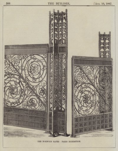 A Norwich Gates, Párizs Kiállítás (metszet) alkotó: English School