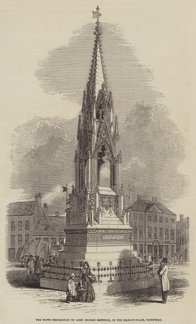 The Notts Testimonial Lord George Bentincknek, a Market-Placen, Mansfield (metszet) alkotó: English School