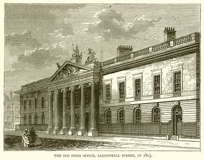 A régi indiai iroda, a Leadenhall Street, 1803-ban alkotó: English School
