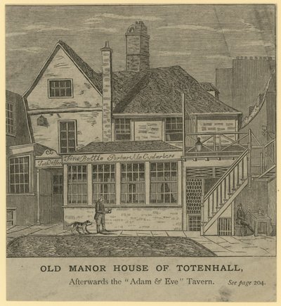 A Totenhall régi kastélya, később az Adam and Eve Tavern, London alkotó: English School