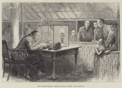Az ópium forgalom, kínai árus ópium (metszet) alkotó: English School