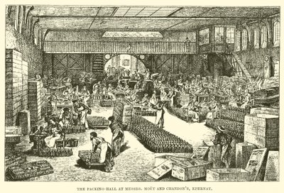 Csomagolócsarnok Moet és Chandon uraknál, Epernay (metszet) alkotó: English School