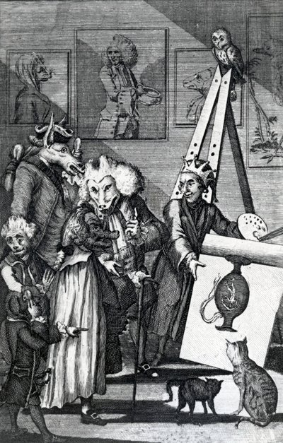 A festő beküldi képét az Ínyencek és Antikváriusok Vizsgájára, 1774 alkotó: English School