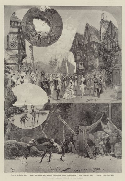 A "Robinson Crusoe" pantomim a Líceumban (litho) alkotó: English School