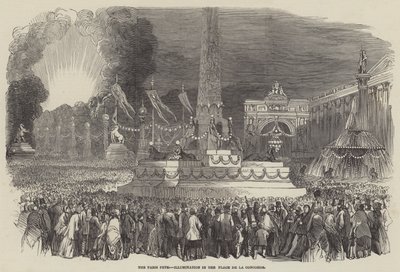 A párizsi ünnepség, Megvilágítás a Place de la Concorde-ban (metszet) alkotó: English School