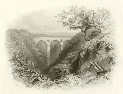 A Peaths Bridge és a szakadék, Berwickshire alkotó: English School