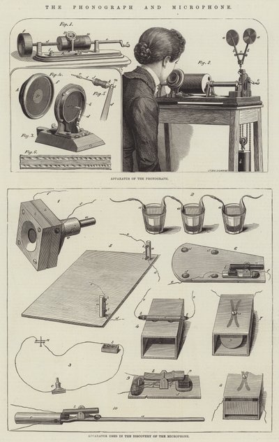 Fonográf és mikrofon (metszet) alkotó: English School