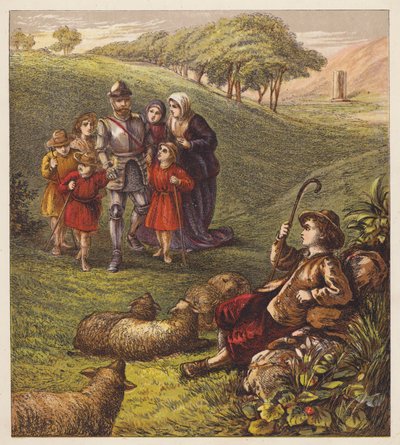 A zarándokgyerekek (színes litográfia) alkotó: English School