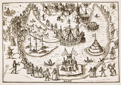 Az Elvetham-tó Erzsébet királynő látogatása során, a The Honorable Entertainment-ből, amelyet a Hampshire-i Elvetham-i Prgresse-i Queens Majestie-nek adott jobb Honble, Hertford grófja, 1591 ( alkotó: English School