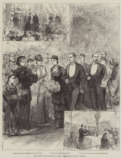 A walesi herceg és hercegnő, jó műveik Londonban (metszet) alkotó: English School