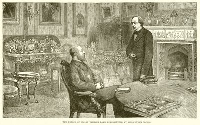 A walesi herceg látogatása Lord Beaconsfieldben a Hughenden Manorban alkotó: English School