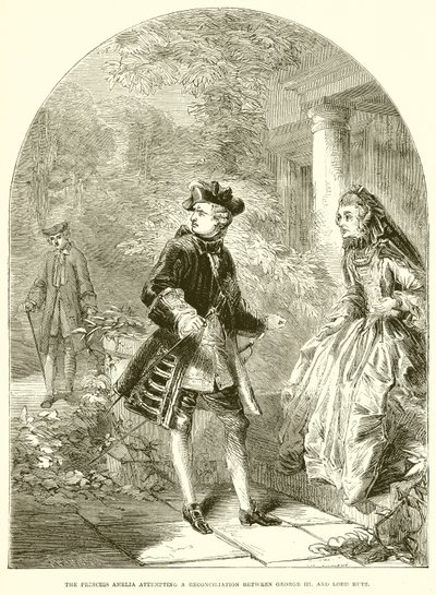 Amelia hercegnő kibékülni próbál III. György között. és Lord Bute alkotó: English School