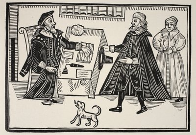 The Proctor and Parator, egy traktátus címlapja a spirituális bíróságok visszaéléseiről és túlzásairól, 1641 alkotó: English School