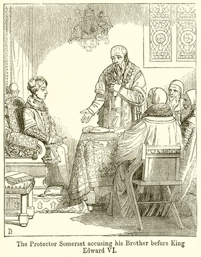 Somerset protektor, aki testvérét vádolja VI. Edward király előtt alkotó: English School