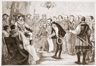 A protestáns hercegek hitvallásukat mutatják be Károlynak, illusztráció: James Aitken Wylie (1808-1890) A protestantizmus története című könyvéből, pub. 1878 alkotó: English School