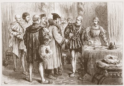 A protestáns hercegek aláíró hitvallásukat, illusztráció: James Aitken Wylie (1808-1890) A protestantizmus története című könyvéből, pub. 1878 alkotó: English School