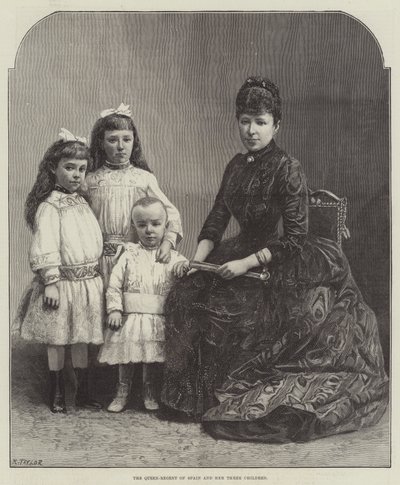 A spanyol királynő és három gyermeke (metszet) alkotó: English School