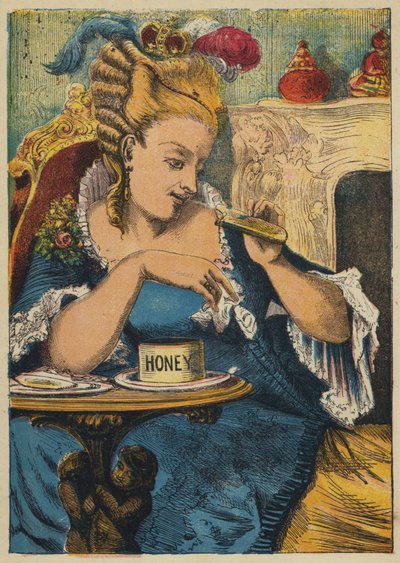 A királynő a szalonjában (színes litográfia) alkotó: English School