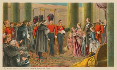 A királynő fogadja a krími hősöket a Buckingham-palotában alkotó: English School