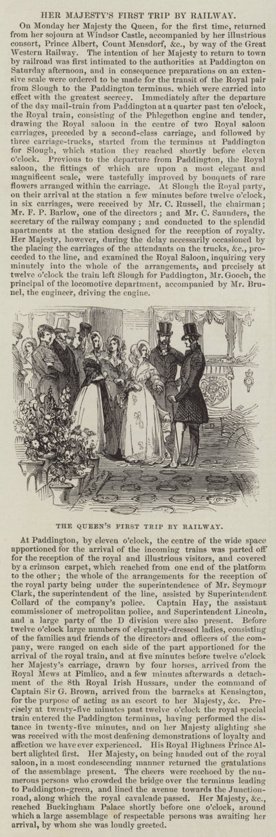 A királynő első utazása vasúton (metszet) alkotó: English School