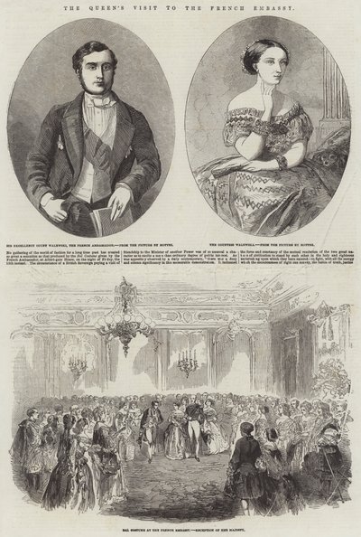 A királynő látogatása a francia nagykövetségen (metszet) alkotó: English School