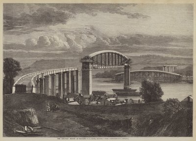 A Saltash-i vasúti híd, I K Brunel, mérnök (metszet) alkotó: English School