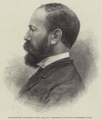 Tisztelt Sir Charles Dilke, Baronet, képviselő, az önkormányzati testület elnöke (metszet) alkotó: English School