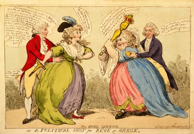 The Rival Queens or a Political Heat for Rege and Grege, 1789 (kézzel színezett metszet) alkotó: English School