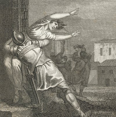 A rómaiak elhurcolták a szabin asszonyokat, hogy feleségül vegyék őket (metszet). alkotó: English School