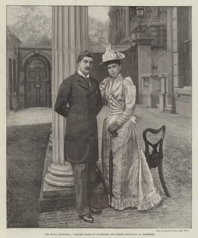 A királyi eljegyzés, Marie edinburghi hercegnő és Ferdinánd román herceg (metszet) alkotó: English School
