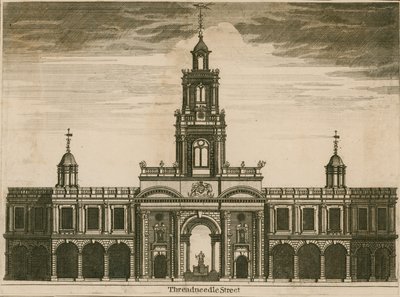A Royal Exchange, Threadneedle Street, London alkotó: English School