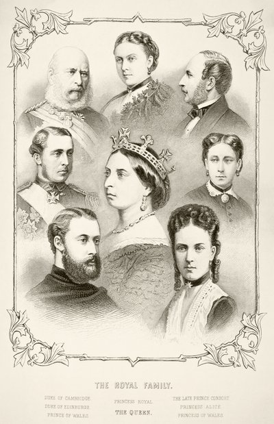 Viktória királynő királyi családja, William Hickman Smith Aubrey (1858-1916) „Anglia nemzeti és hazai története” című könyvéből, London, 1890 körül. alkotó: English School